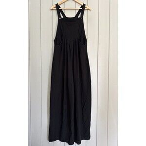 NWT Halara Women's Wide Leg Waffle Overalls L Large Green Poly Blend Hip Pockets